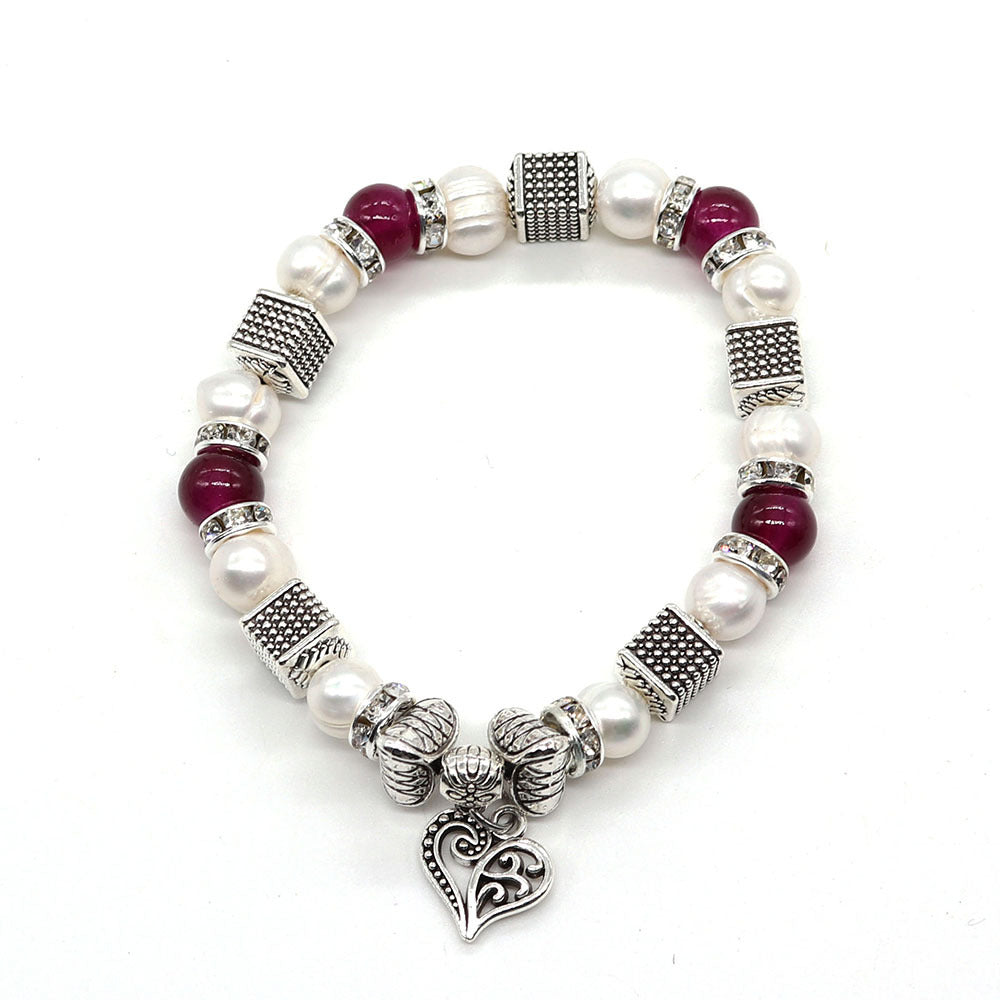 Wholesale Natural Pearl Zinc Alloy Beads Bracelet